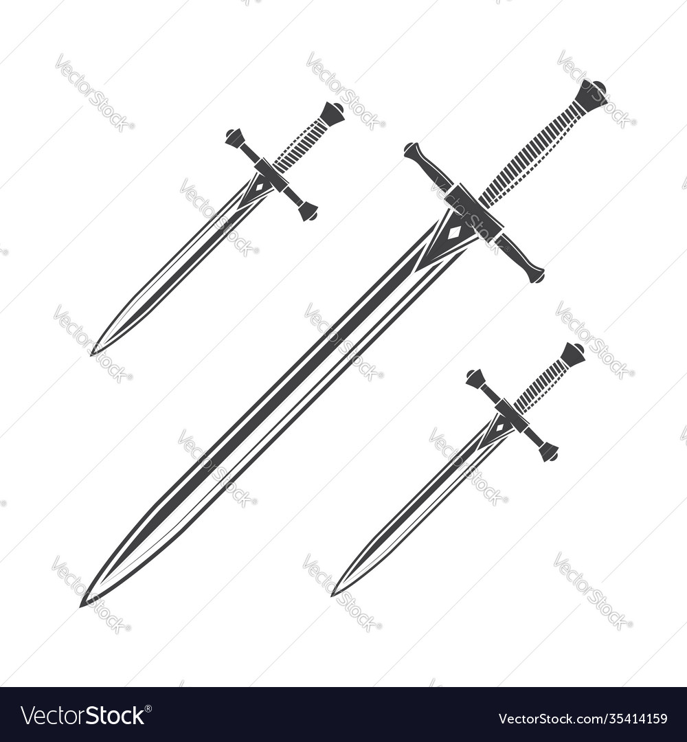 Knife dagger and sword isolated on white Vector Image