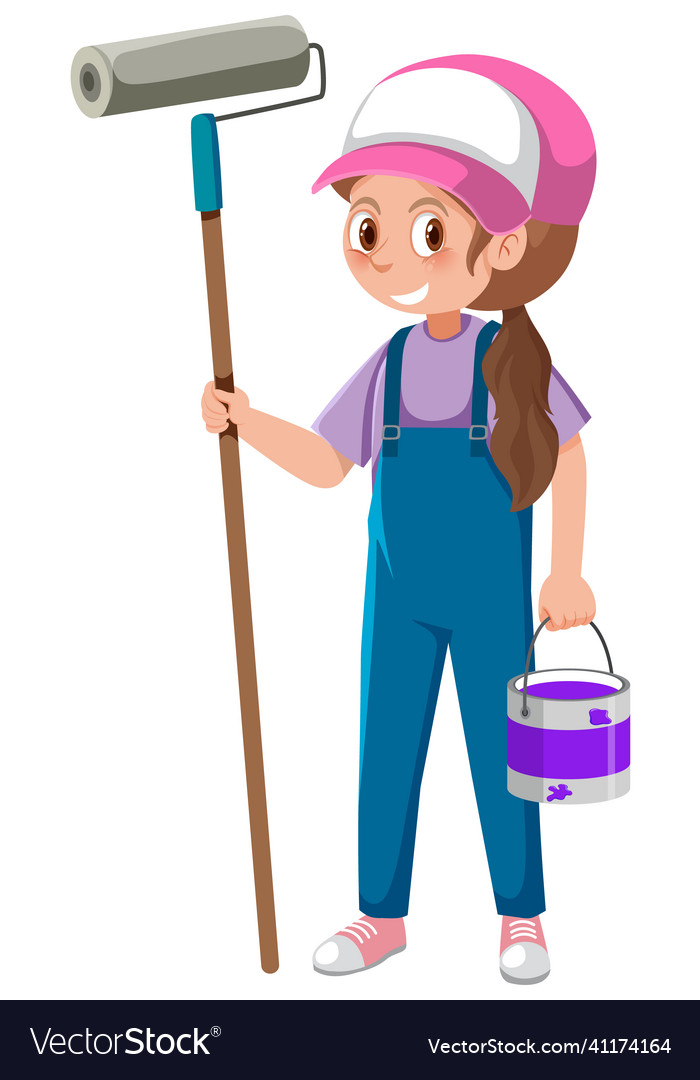 A female painter cartoon character on white Vector Image