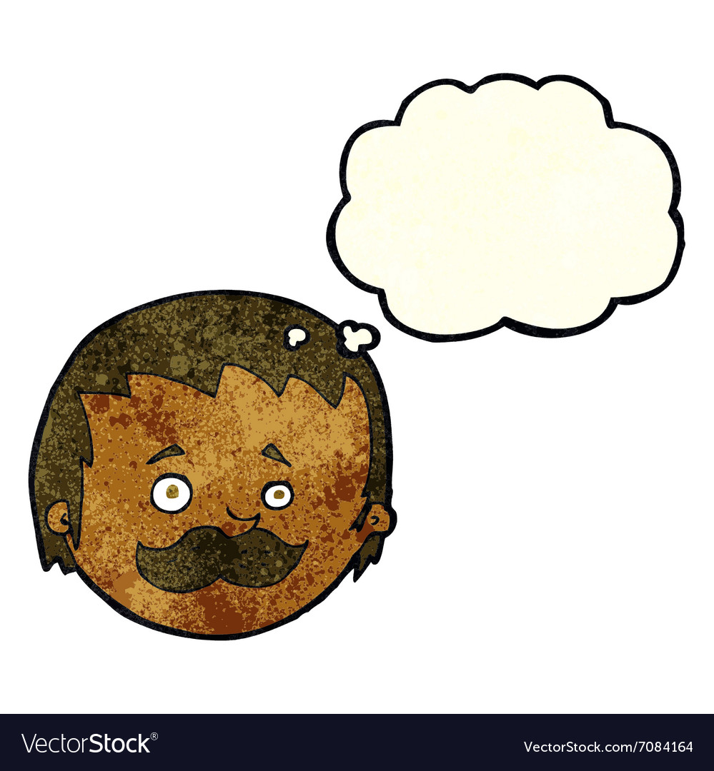 Cartoon man with mustache thought bubble