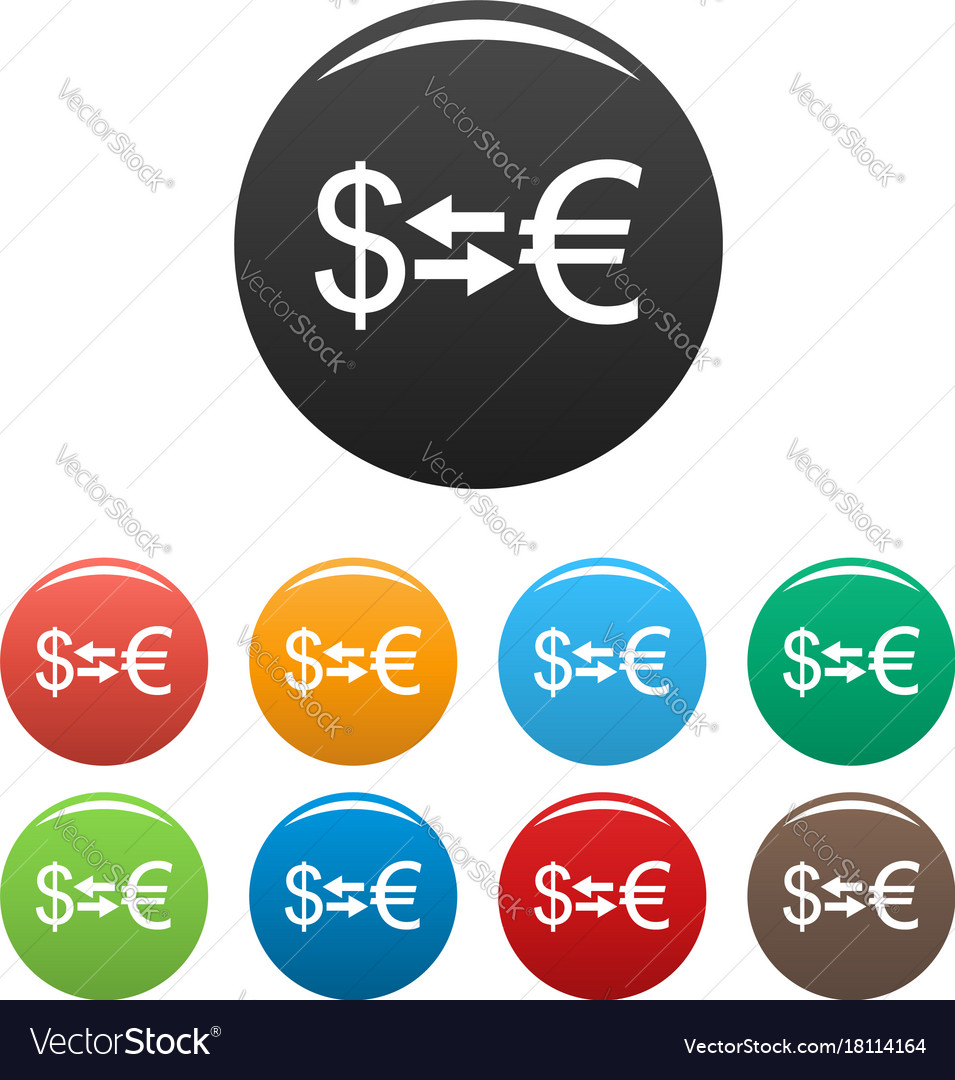 Currency exchange icons set Royalty Free Vector Image