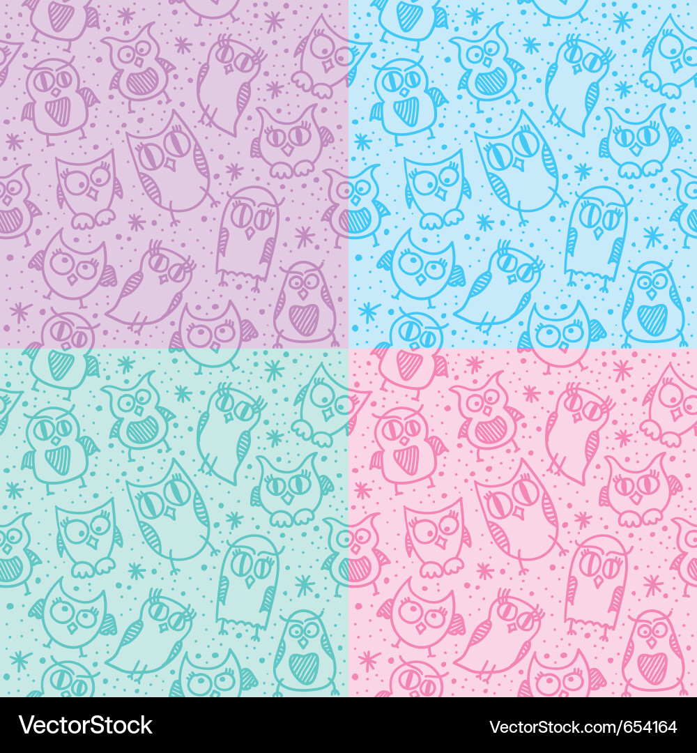 Owl seamless patterns Royalty Free Vector Image