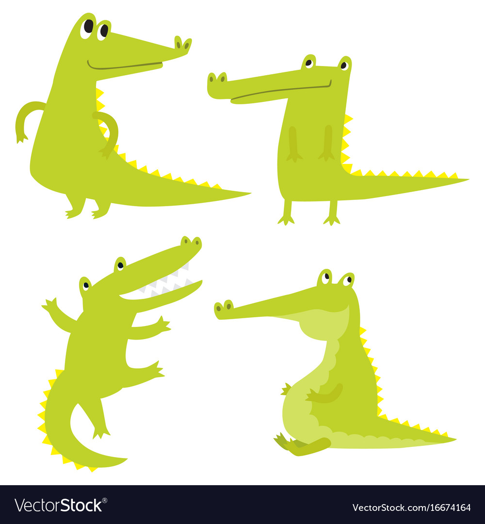 Set with happy fun crocodiles cartoon Royalty Free Vector