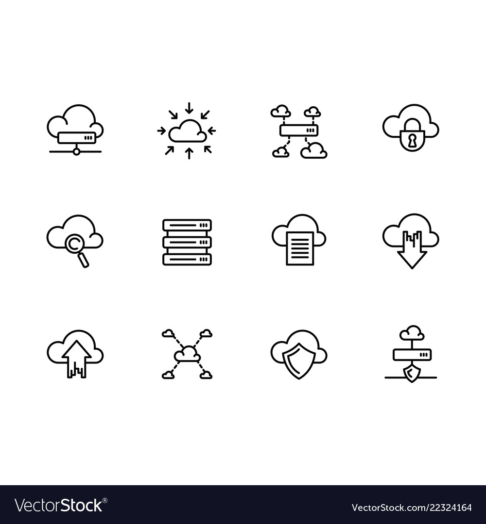 Simple set cloud storage line icon