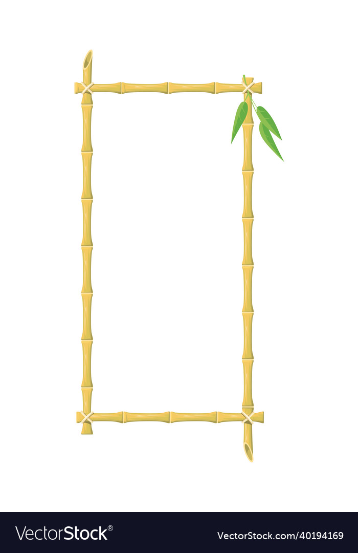 Bamboo Frame With Leaves Asian Brown Sticked Vector Image