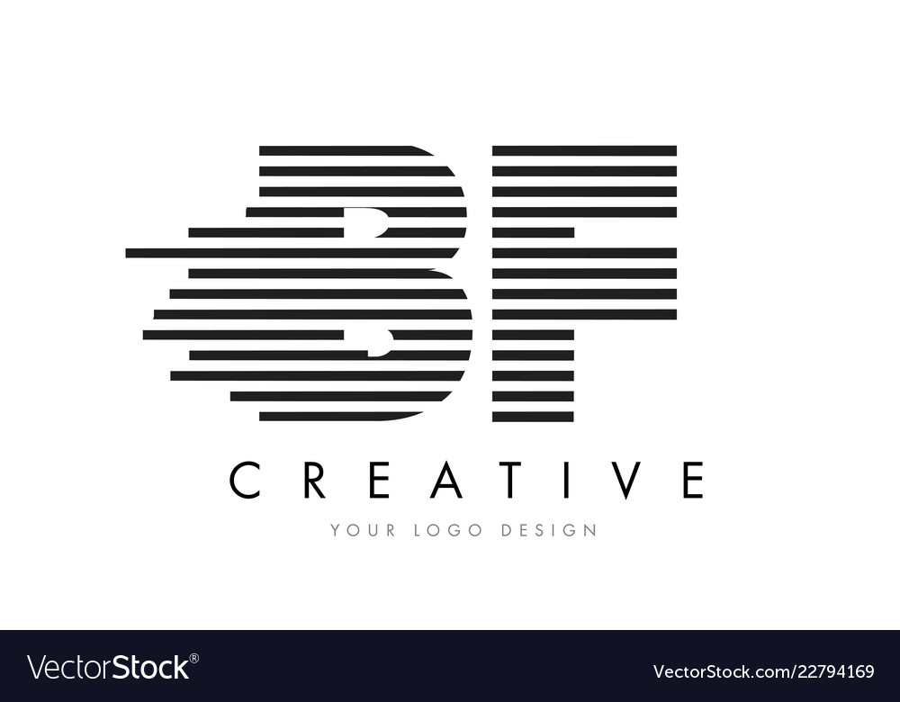 Bf b f zebra letter logo design with black