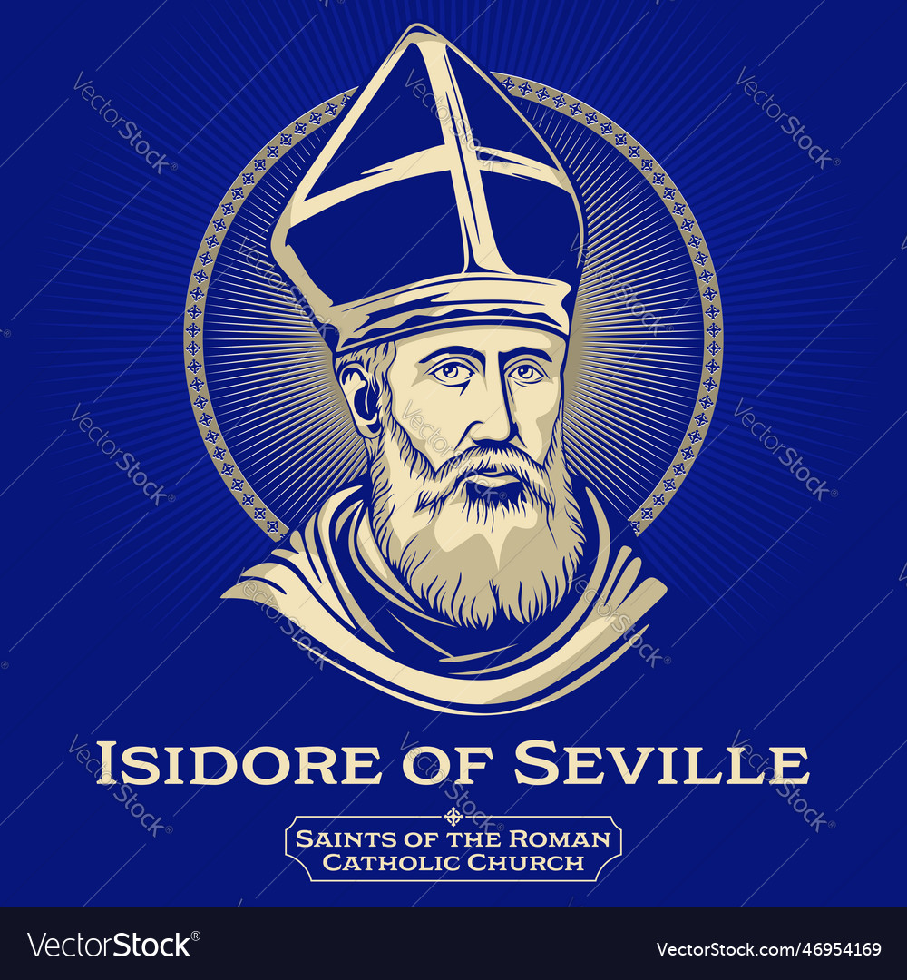 Catholic saints isidore of seville Royalty Free Vector Image