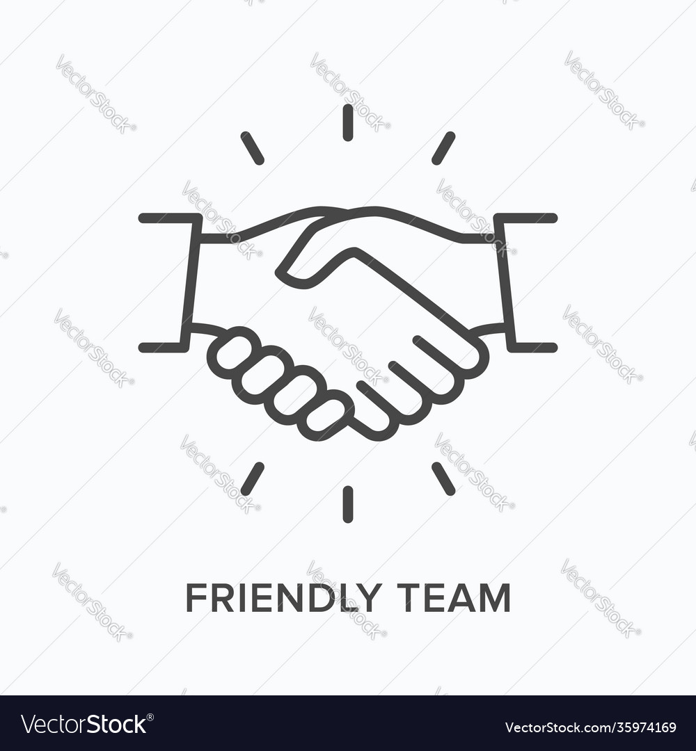 Friendly team flat line icon outline vector image Friendly team flat line icon outline