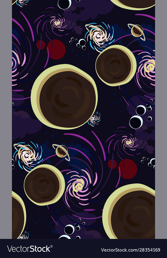 Galaxy cartoon dark seamless pattern