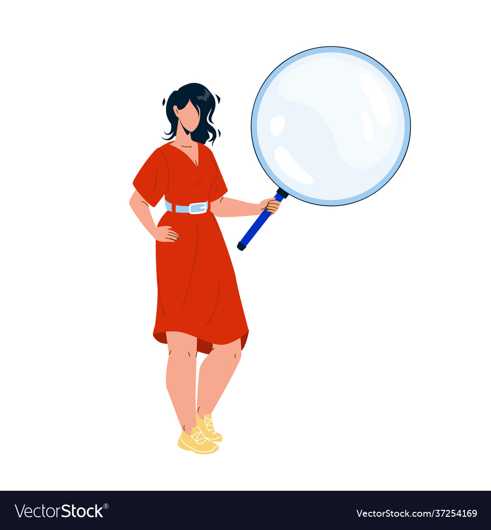 Girl Looking Through Magnifying Glass Tool Vector Image 3122