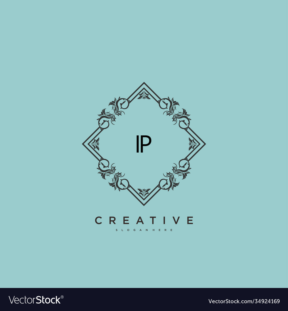 Ip beauty initial logo art handwriting