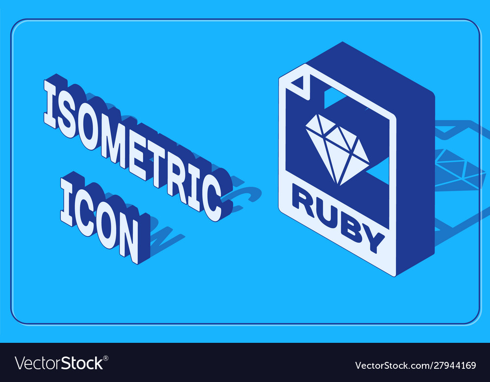 Isometric ruby file document download ruby button Vector Image