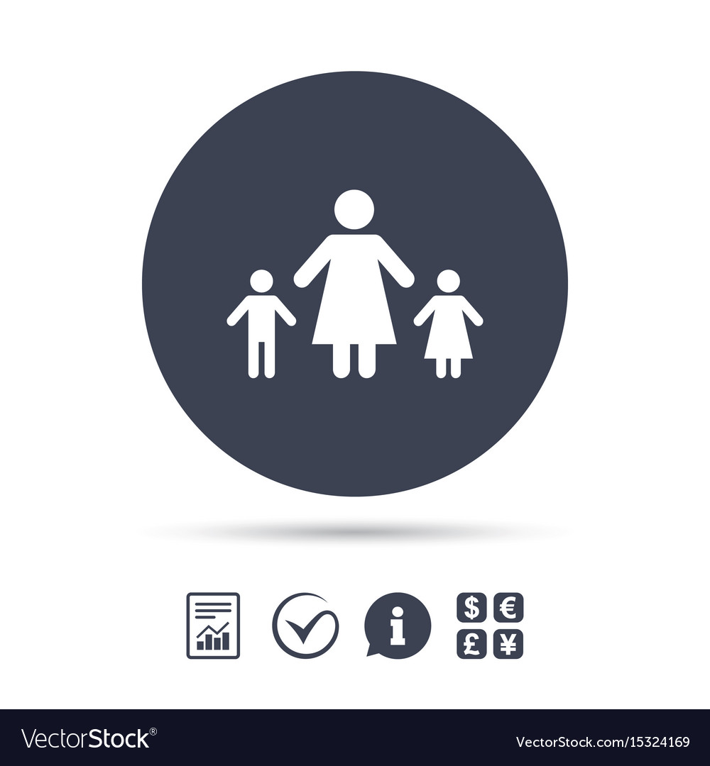 One-parent family with two children sign icon