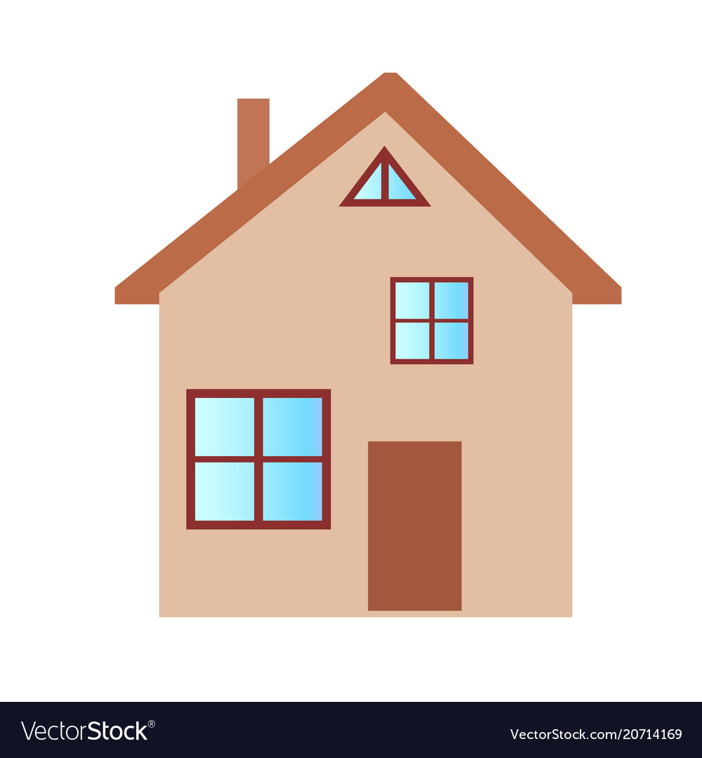 Private House With Two Floors In Brown Color On Vector Image