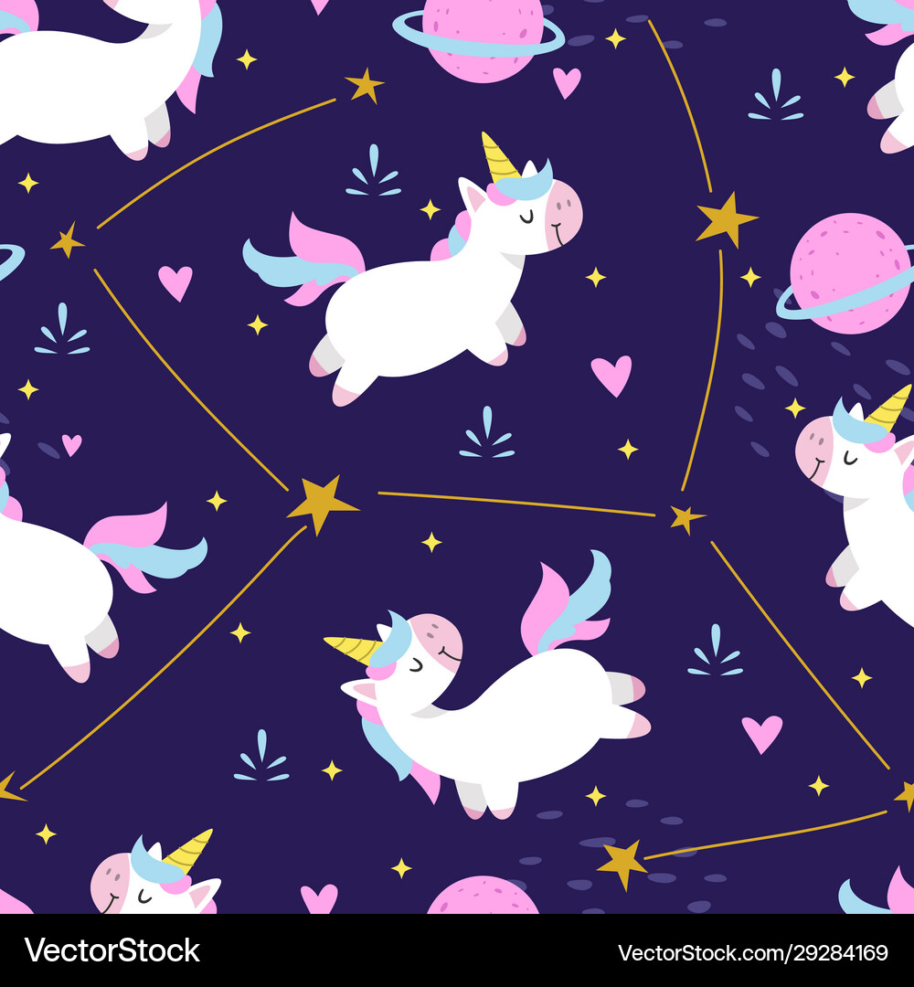 Seamless pattern cute unicorn Royalty Free Vector Image