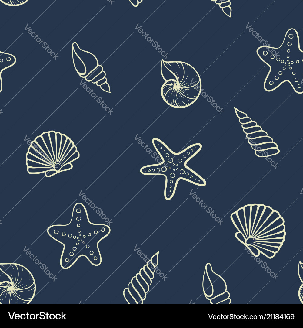 Seashell seamless pattern design for holiday Vector Image
