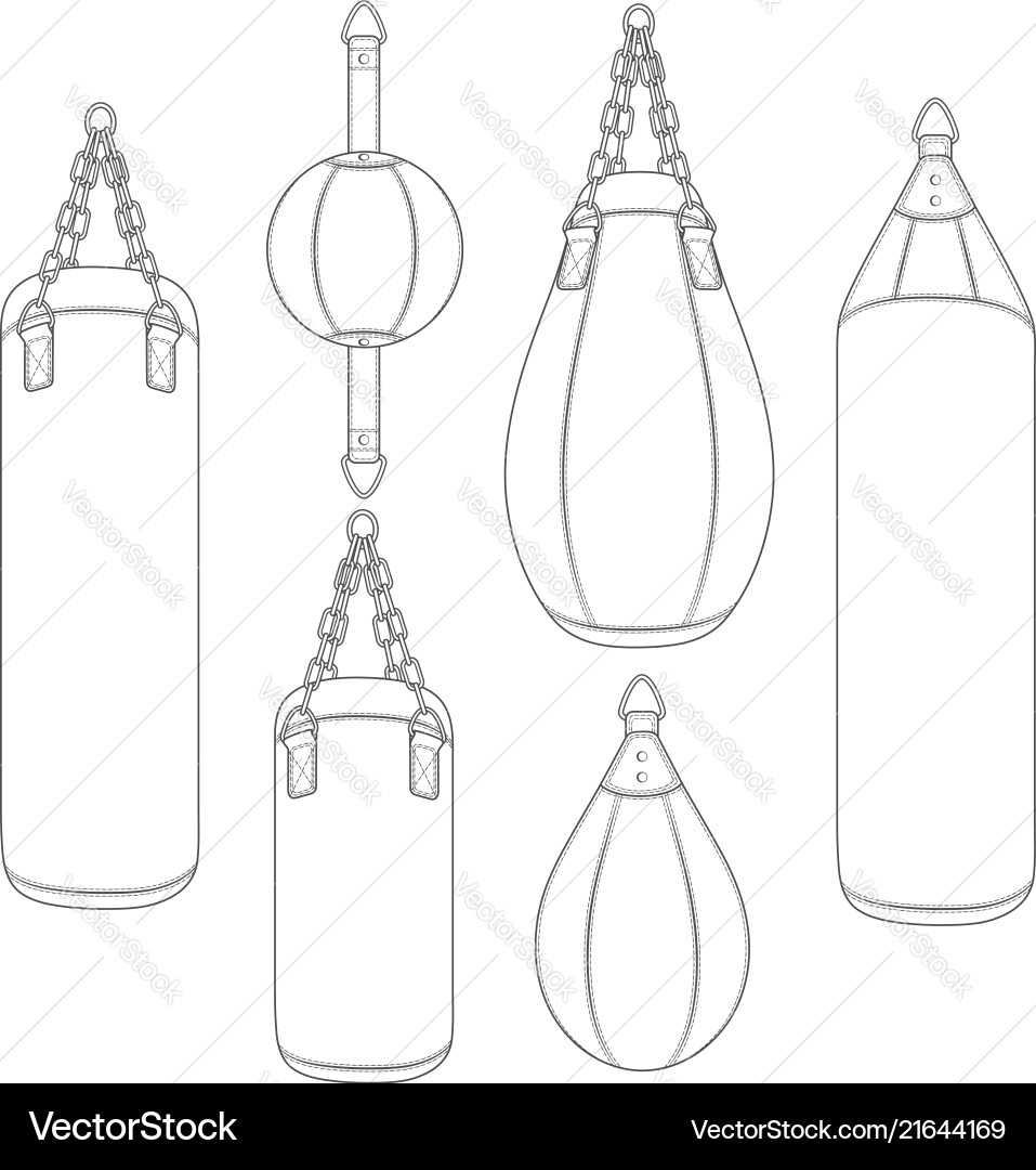 Set of with punching bag Royalty Free Vector Image