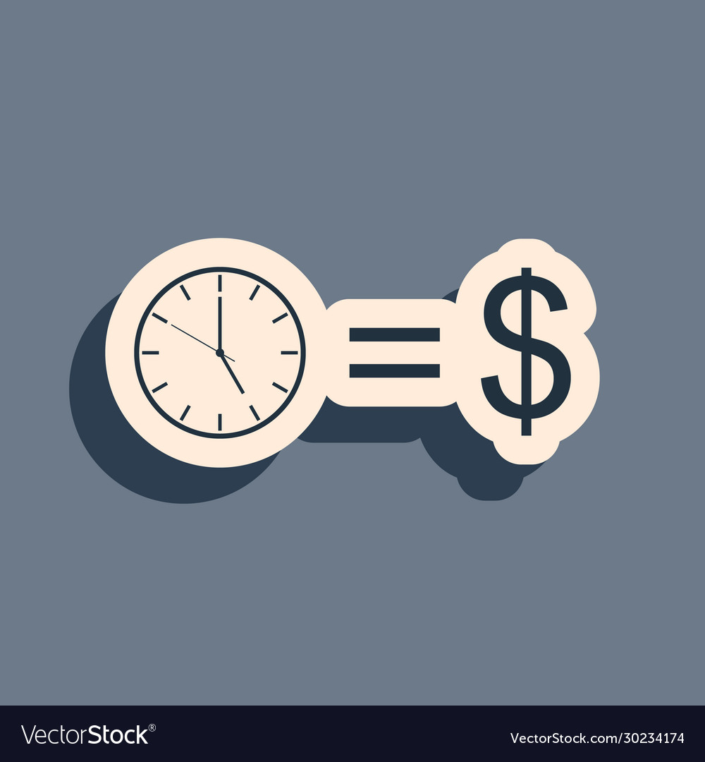 Black time is money icon isolated on grey