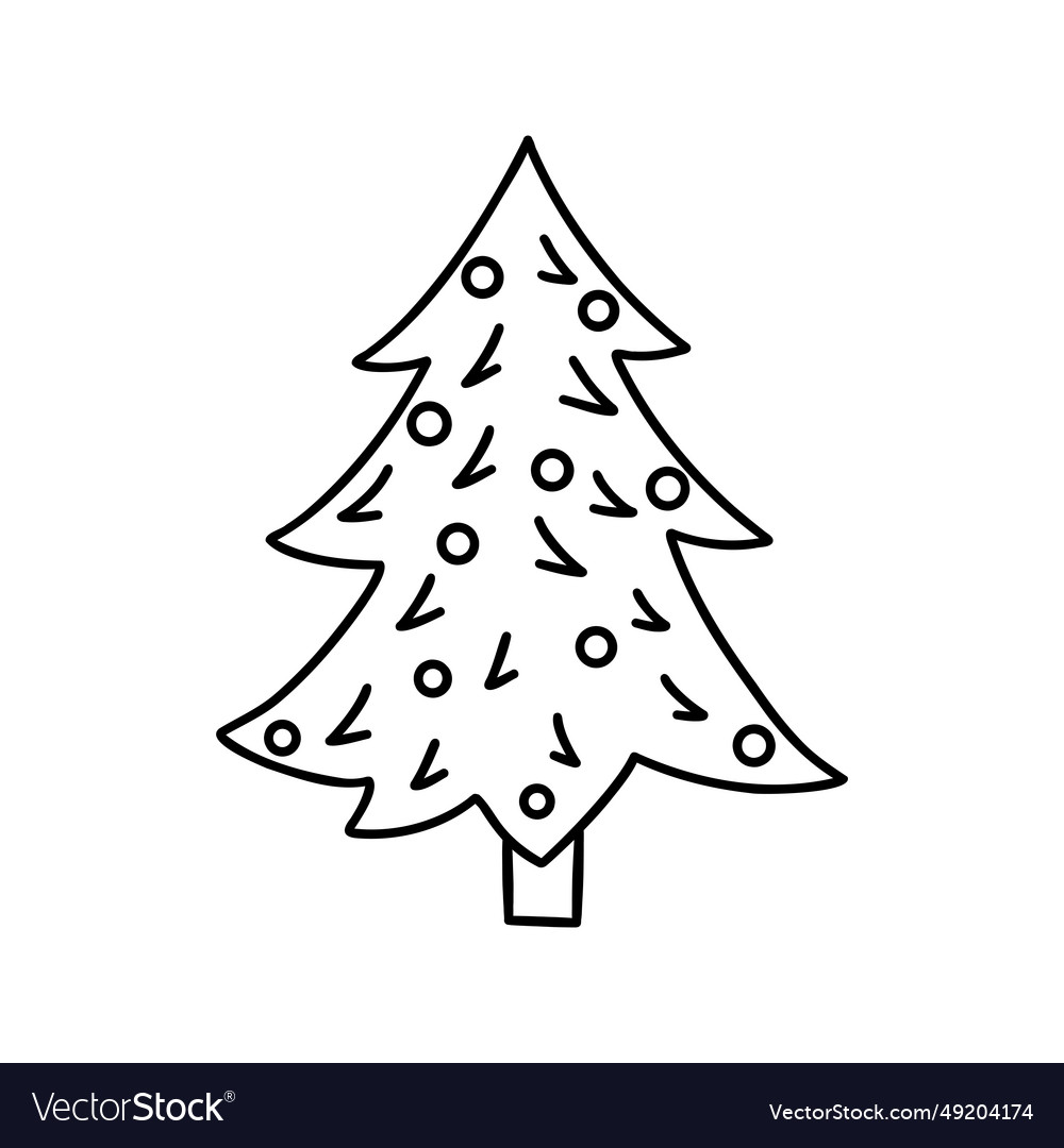 Christmas Tree Decorated With Balls Icon Vector Image