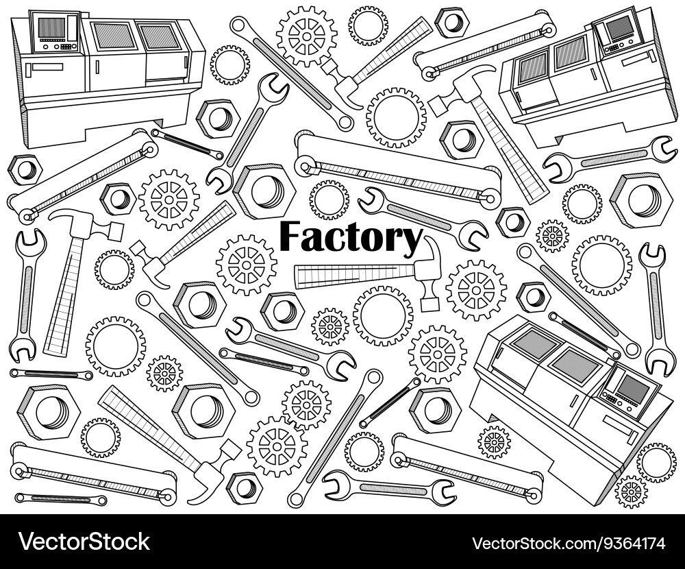 Factory colorless set Royalty Free Vector Image