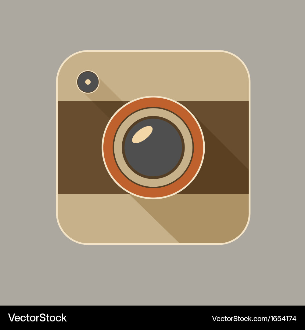 Flat long shadow camera Royalty Free Vector Image
