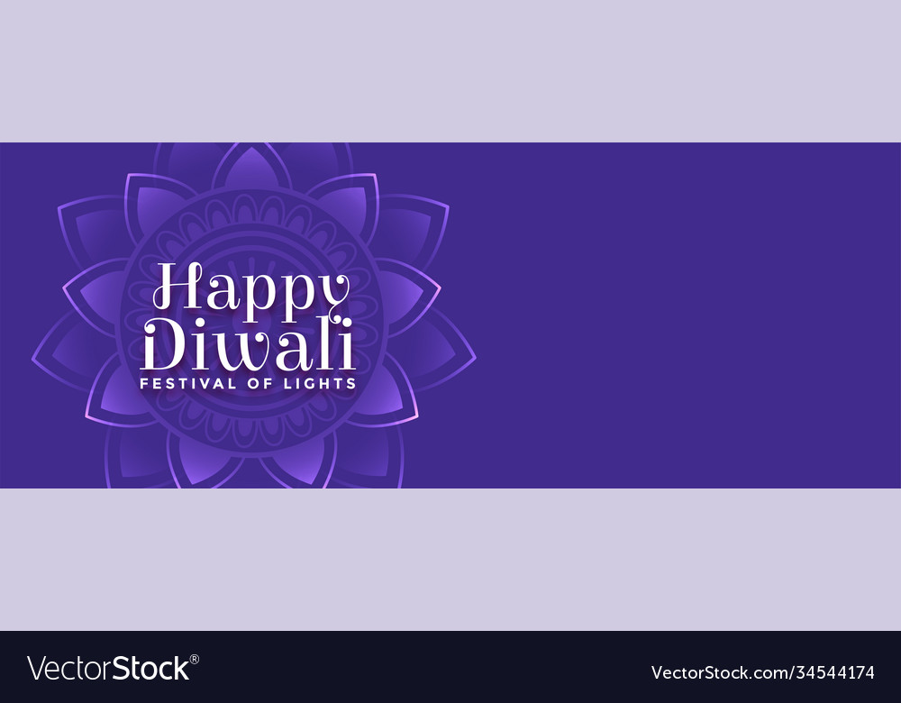 Happy diwali purple banner with mandala decoration