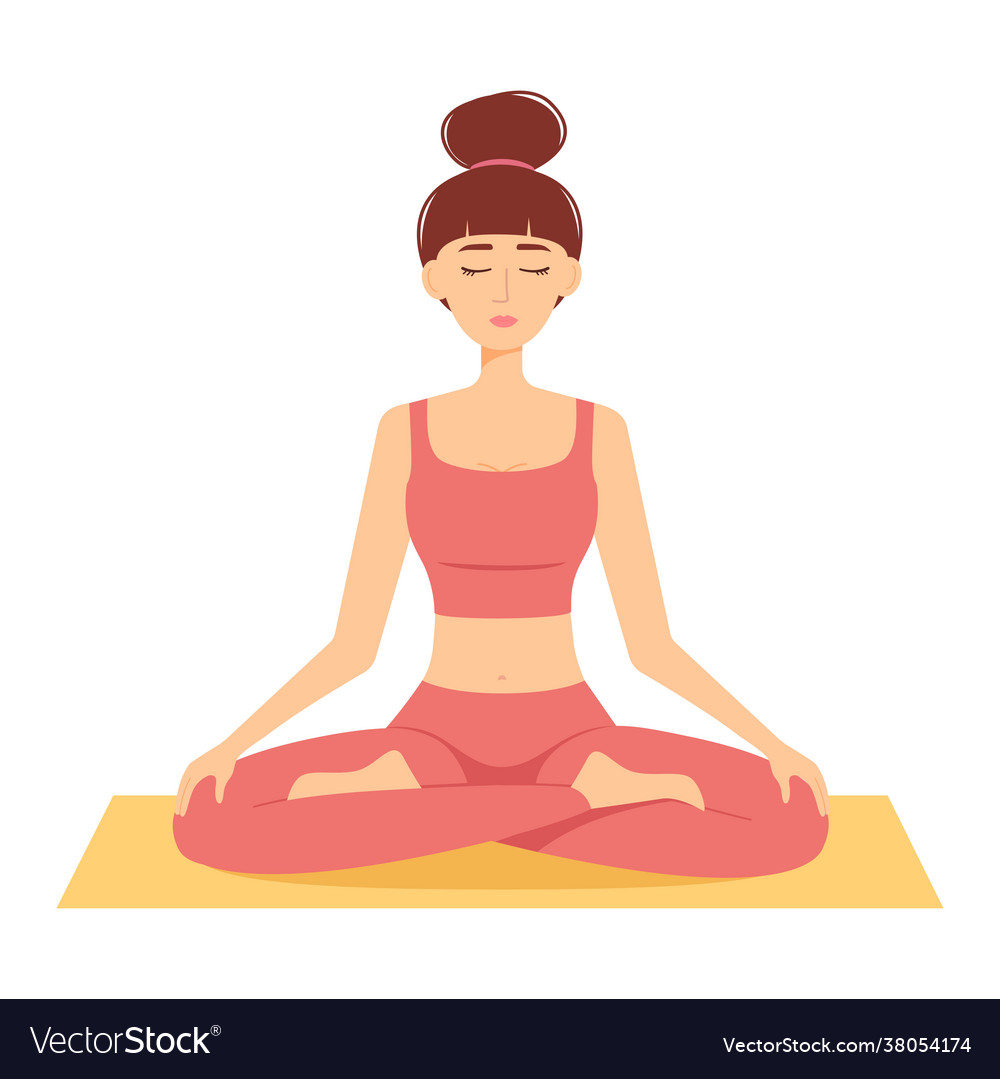 Meditating woman girl in lotus position Royalty Free Vector