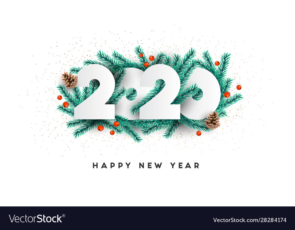 Modern Greeting Happy New Year 2020 Royalty Free Vector