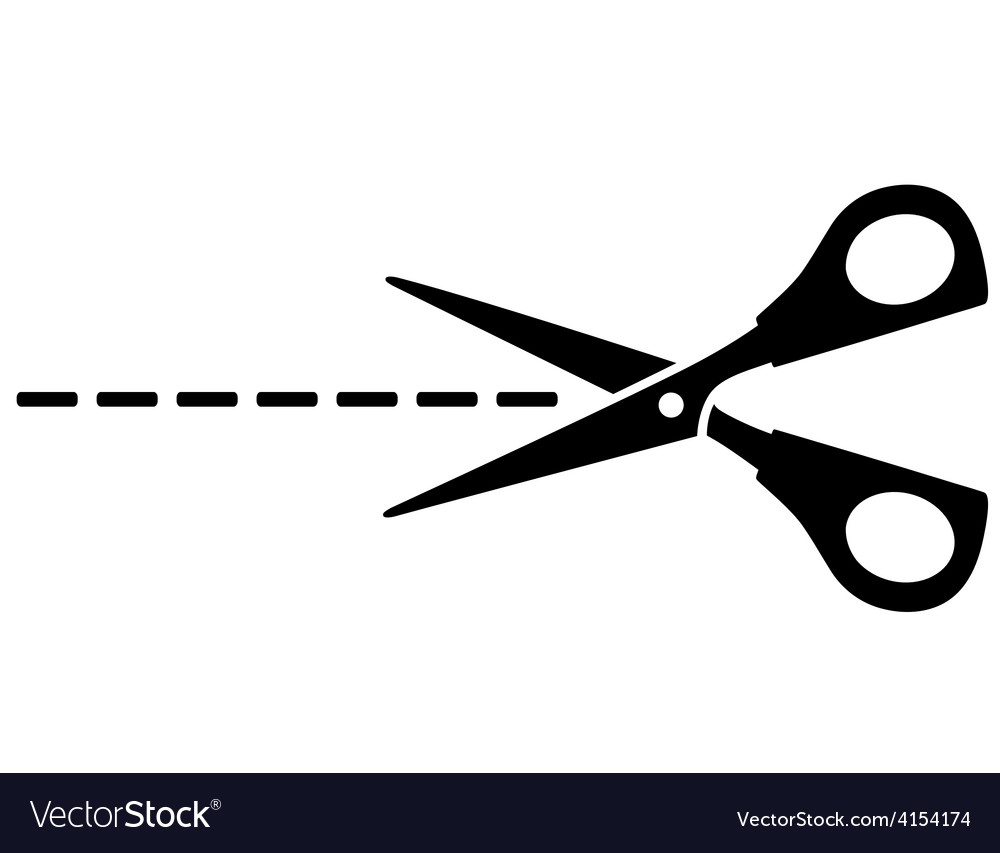 Scissors With-cut Lines Icon. Badge Place Of Cutting. Vector Illustration.  Royalty Free SVG, Cliparts, Vectors, and Stock Illustration. Image 98551995.