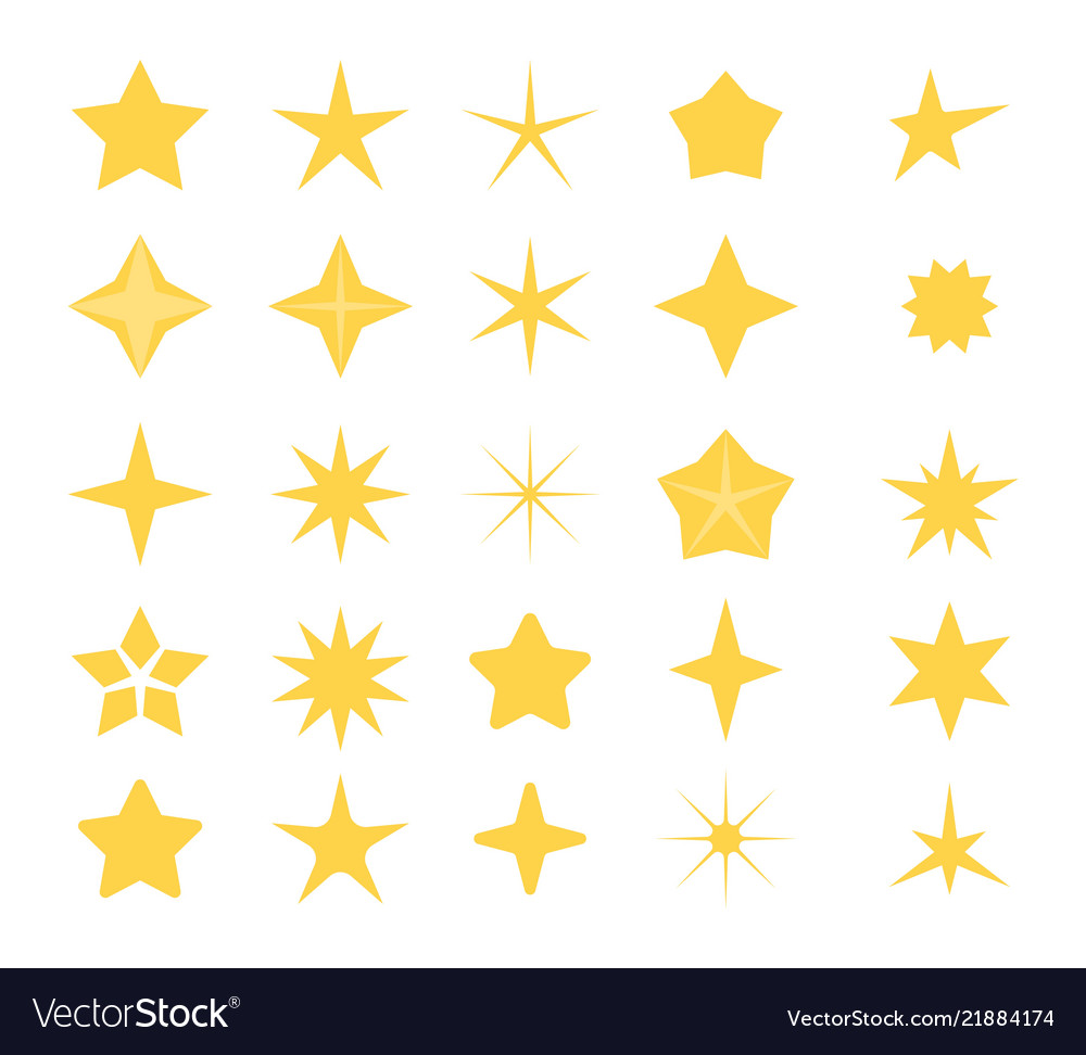 Stars icons a set of of different shapes Vector Image