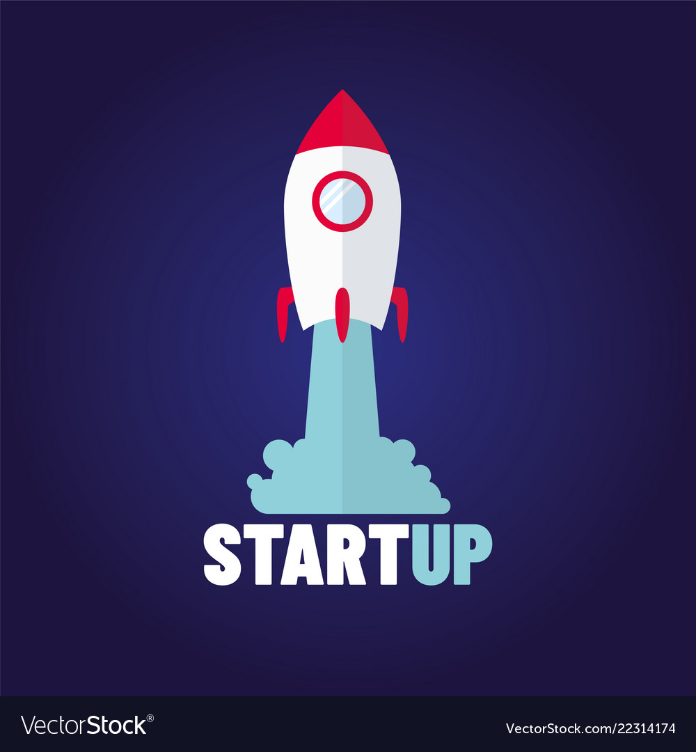 Startup - flat design rocket launch and smoke Vector Image