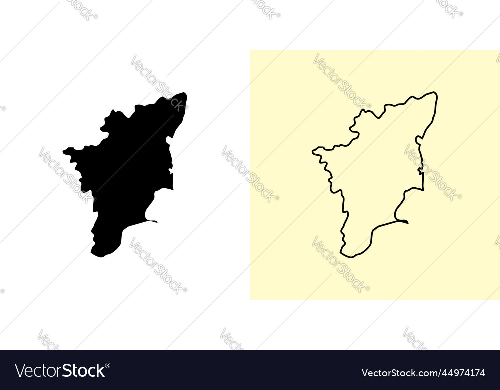 Tamil nadu map india asia filled and outline Vector Image