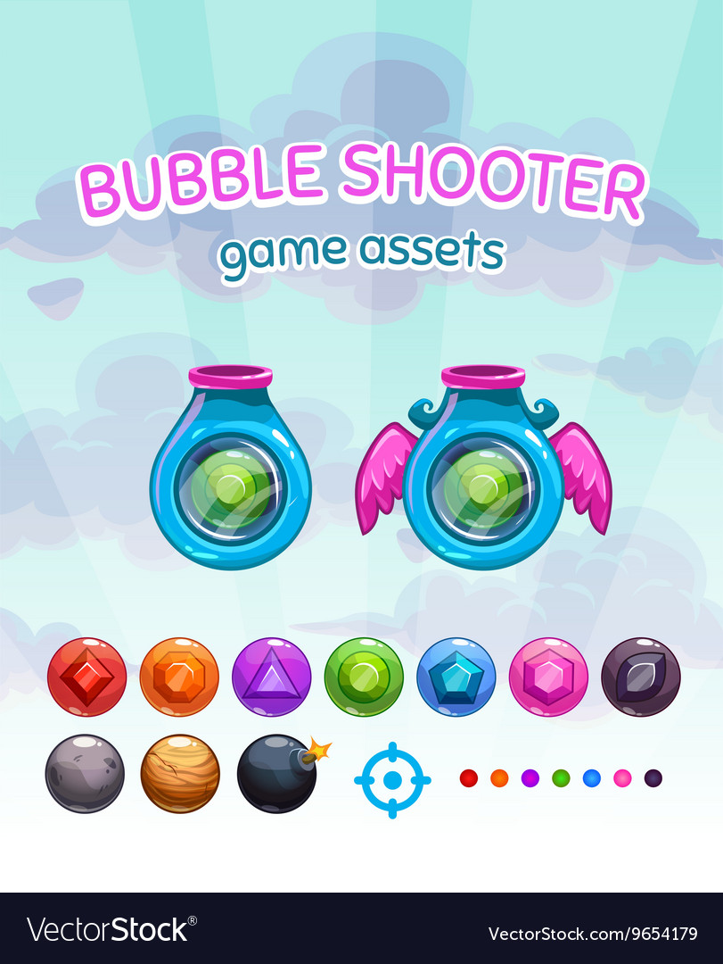 Sweet, glossy and fun, Candy and Chocolate,, bubble shooter, match 3,  arcade, mobile game asset Stock Vector