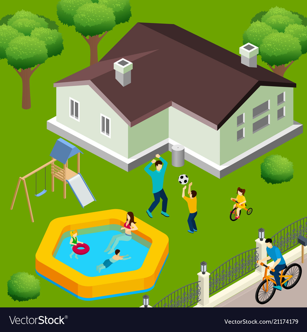 Download Family house isometric Royalty Free Vector Image