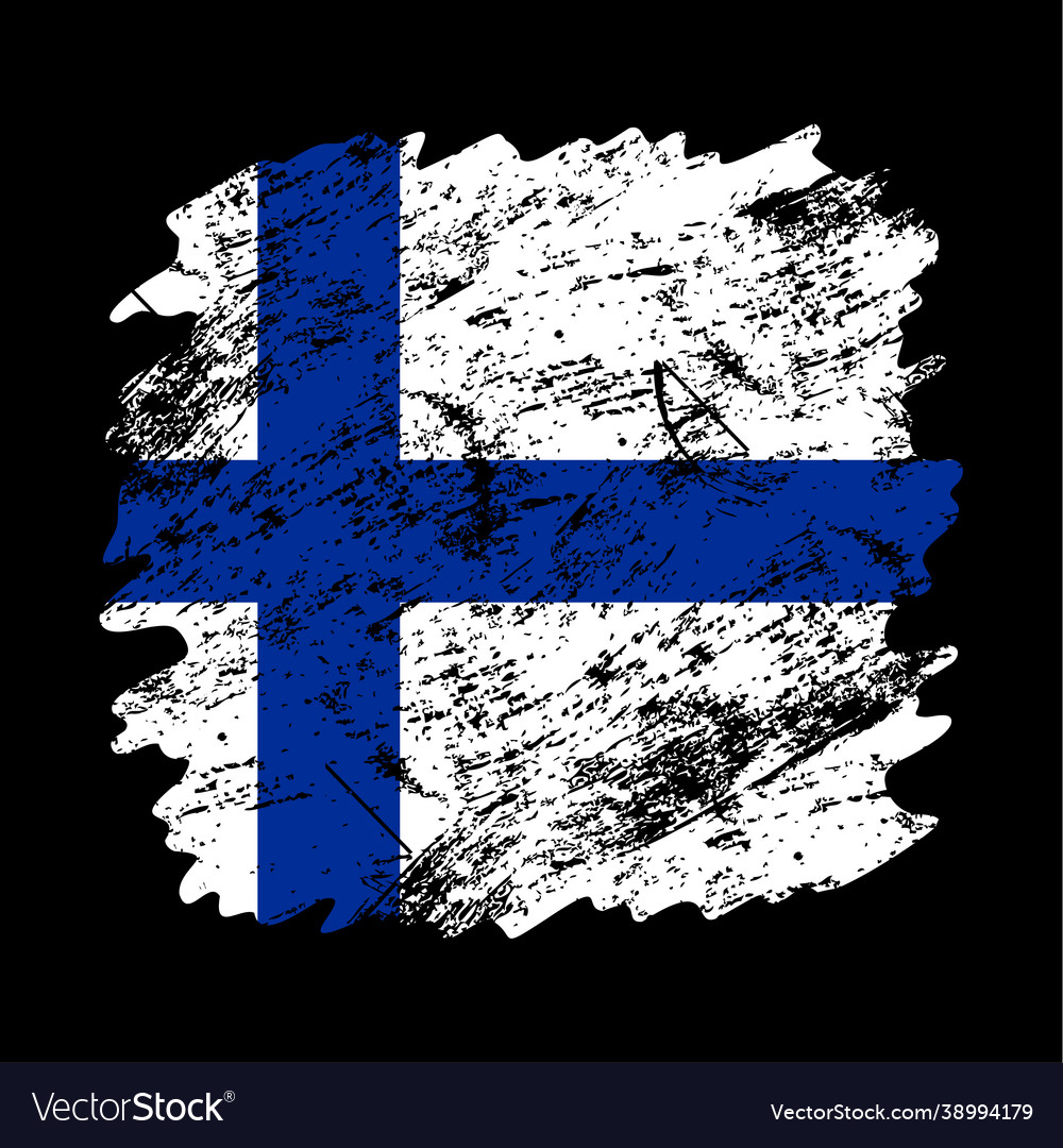 Finland flag grunge brush background old