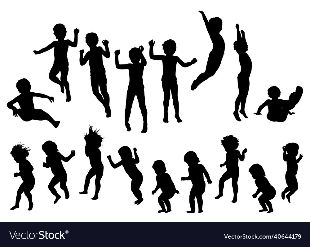 Jumping children silhouette