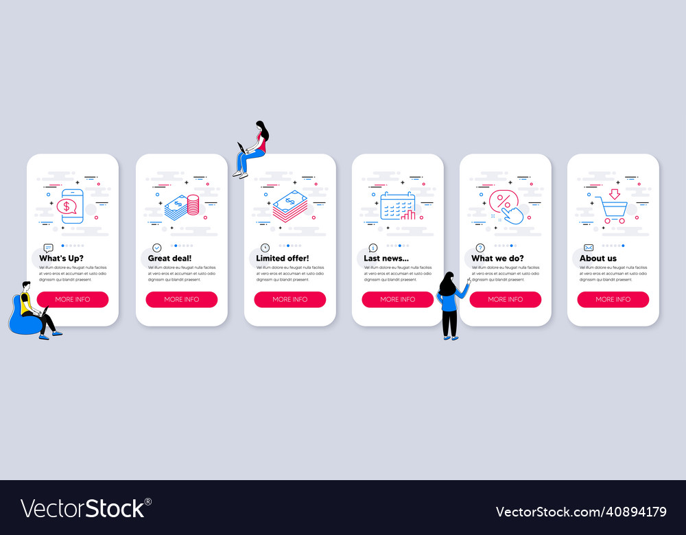 Set of finance icons such as discount button