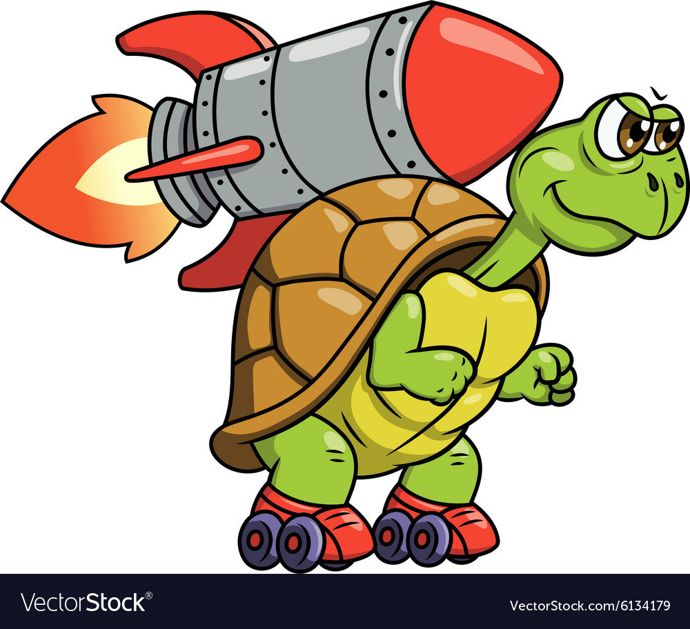 Turtle with rocket 2 Royalty Free Vector Image