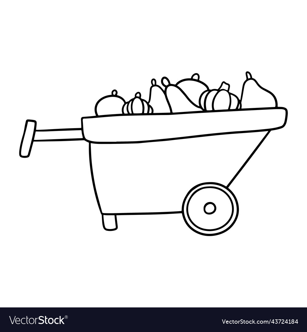 Cart with various vegetables and fruits harvest Vector Image