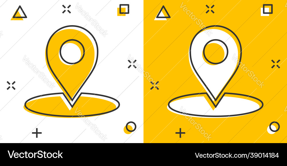 Cartoon map pointer icon in comic style gps Vector Image