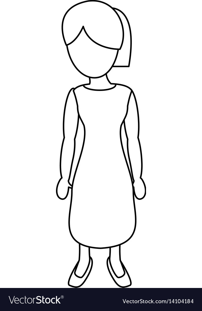 Character mother female outline Royalty Free Vector Image