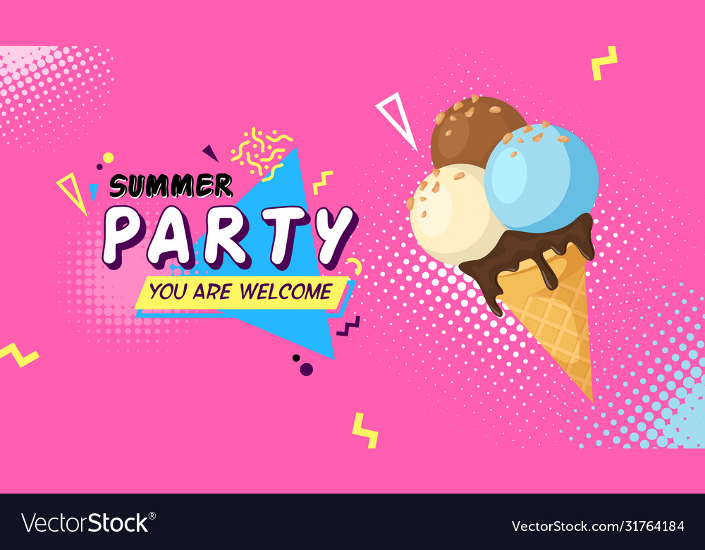 Colorful ice-cream and text lettering ad banner