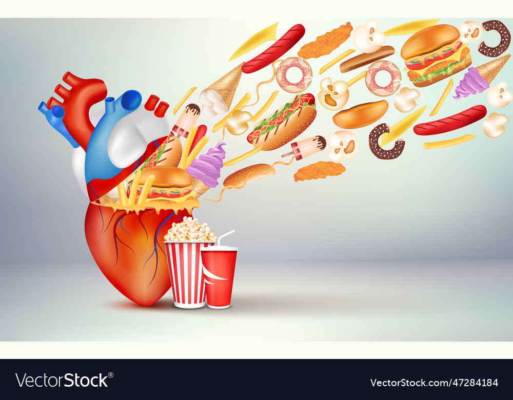 Foods that are bad for the heart Royalty Free Vector Image