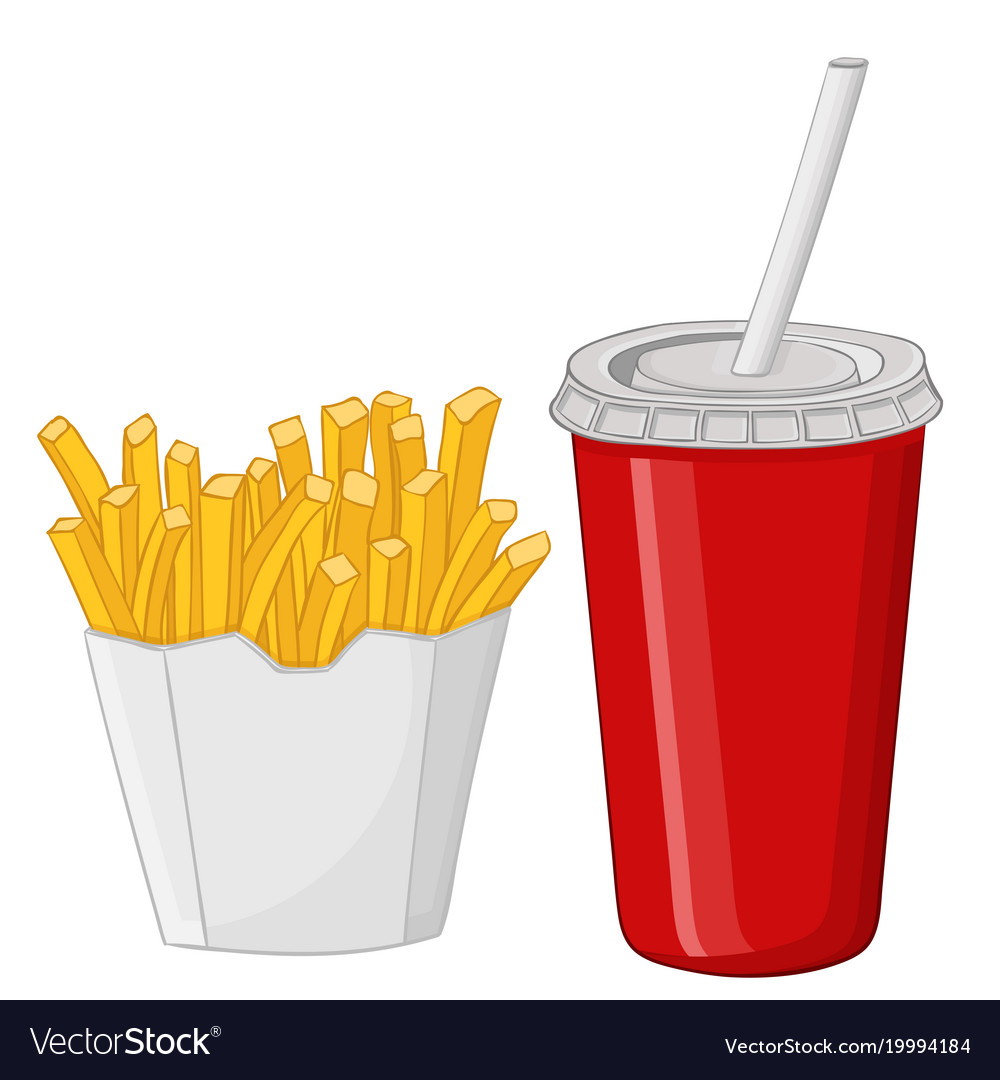 French fries and a drink in red disposable cup