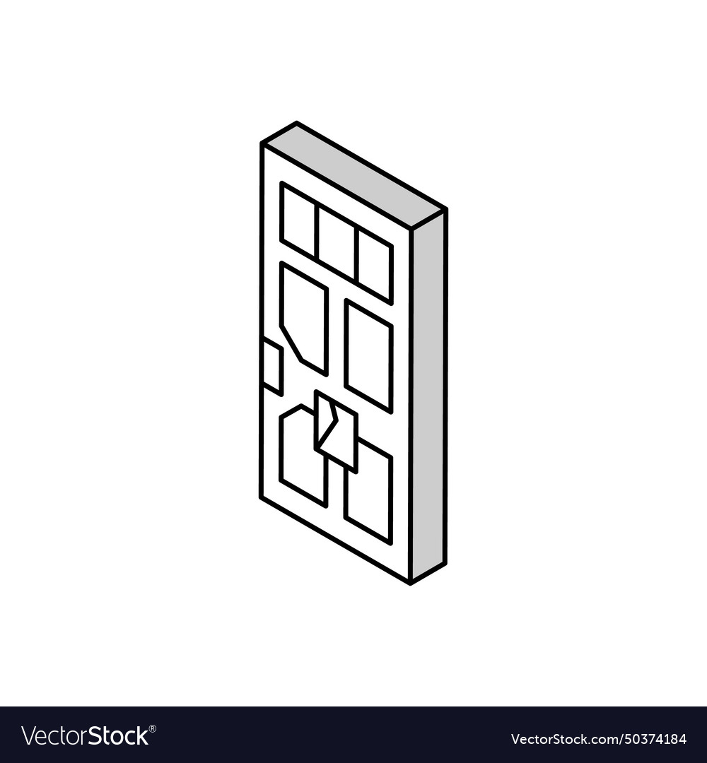 Letterbox in door isometric icon