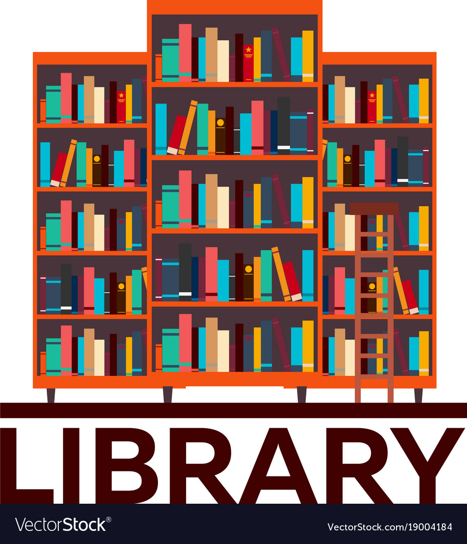 Library bookcase books and knowledge Royalty Free Vector