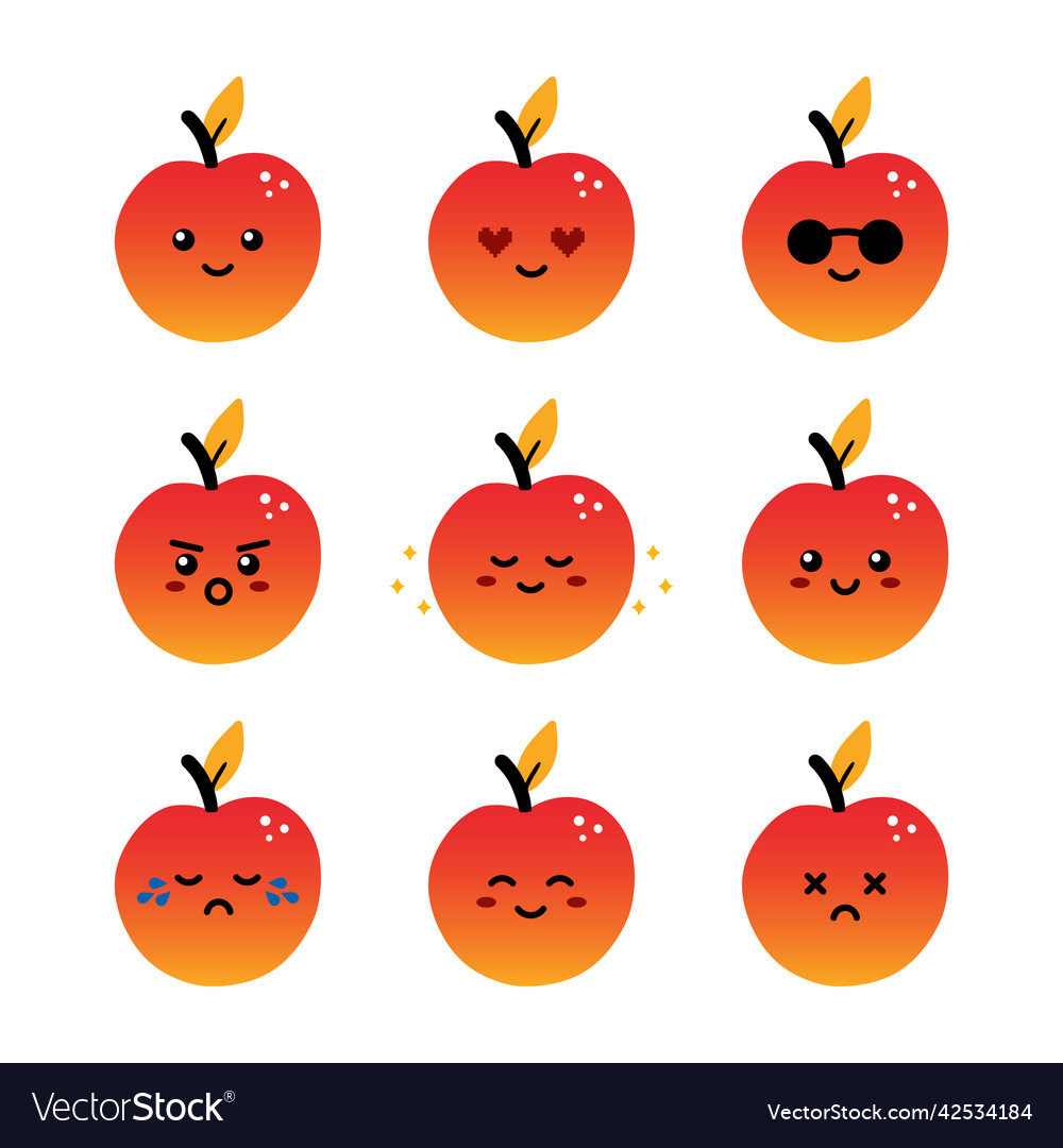 Set collection pack of apple emoji icons Vector Image