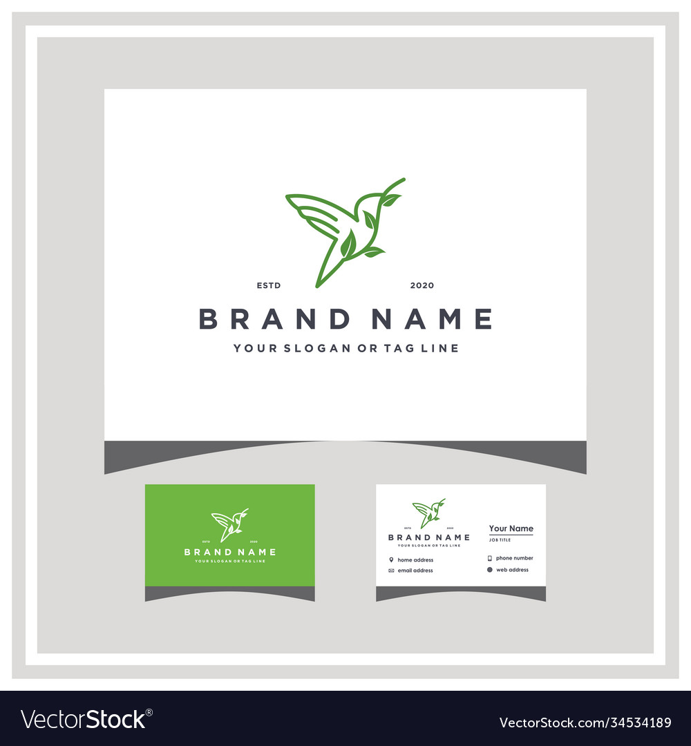 Bird leaf logo design and business card