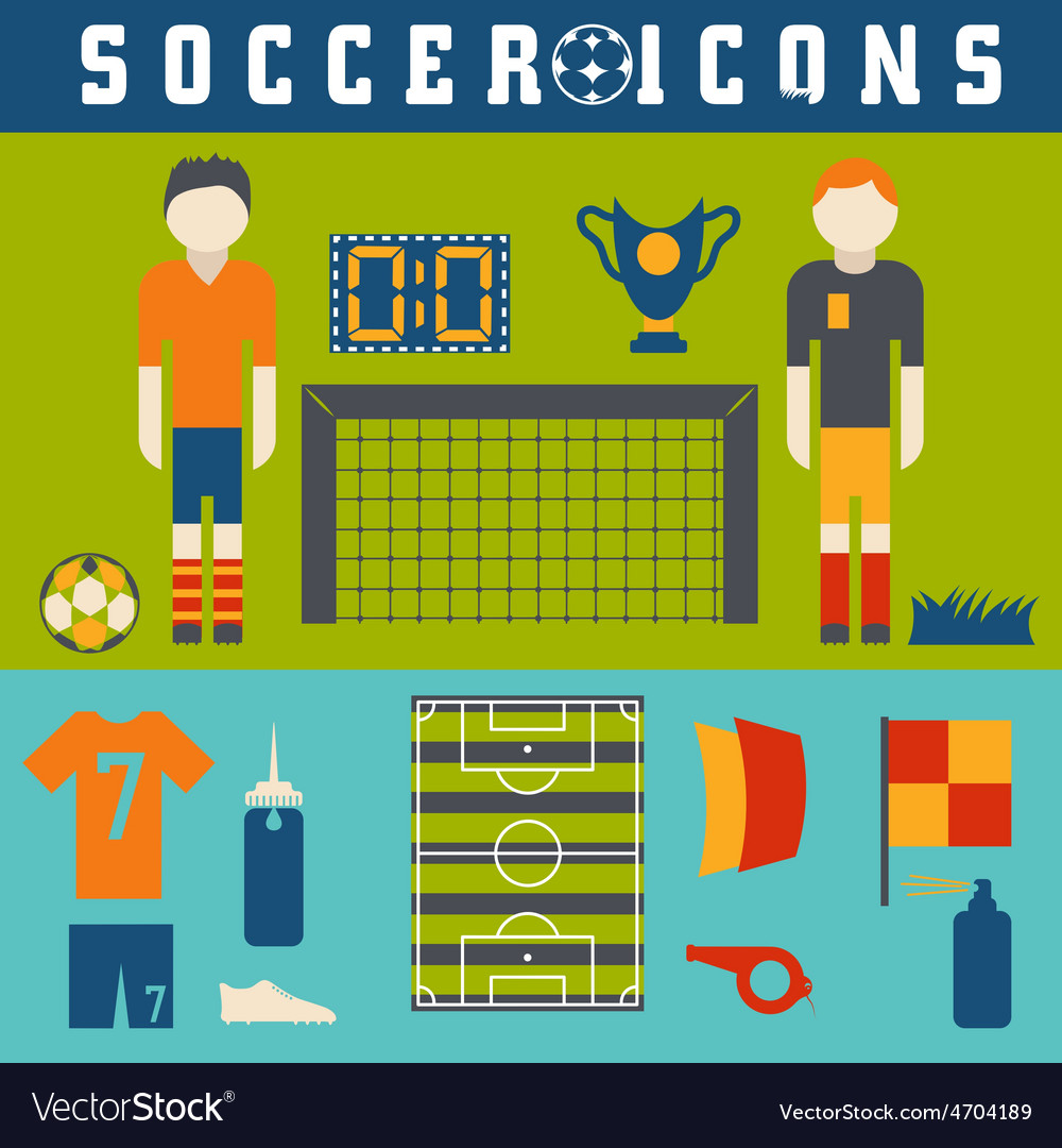 Collection of flat icons on the theme football