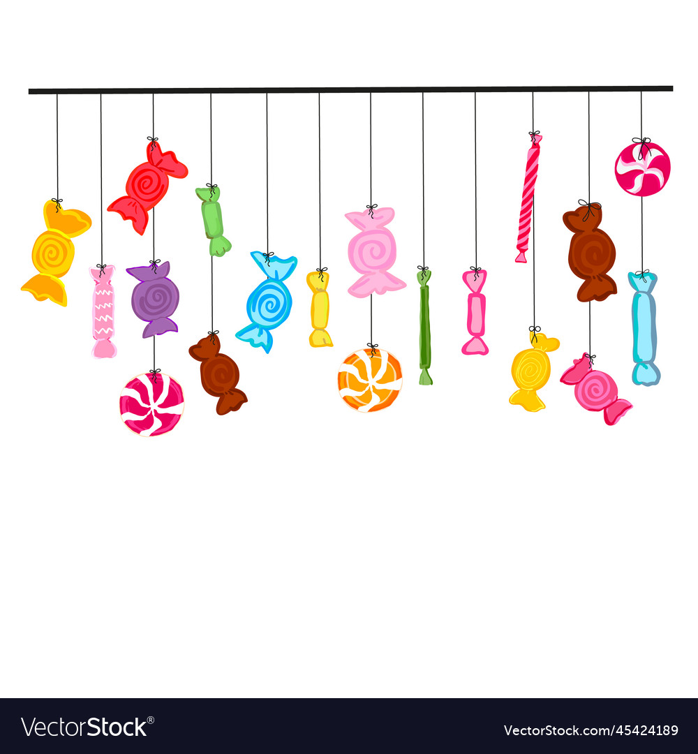 Colorful sweet candy banner traditional candies Vector Image