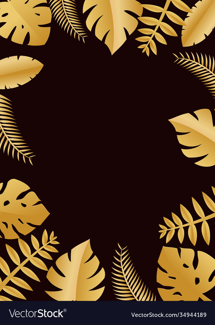 Composition With Luxury Golden Jungle Leaves Vector Image